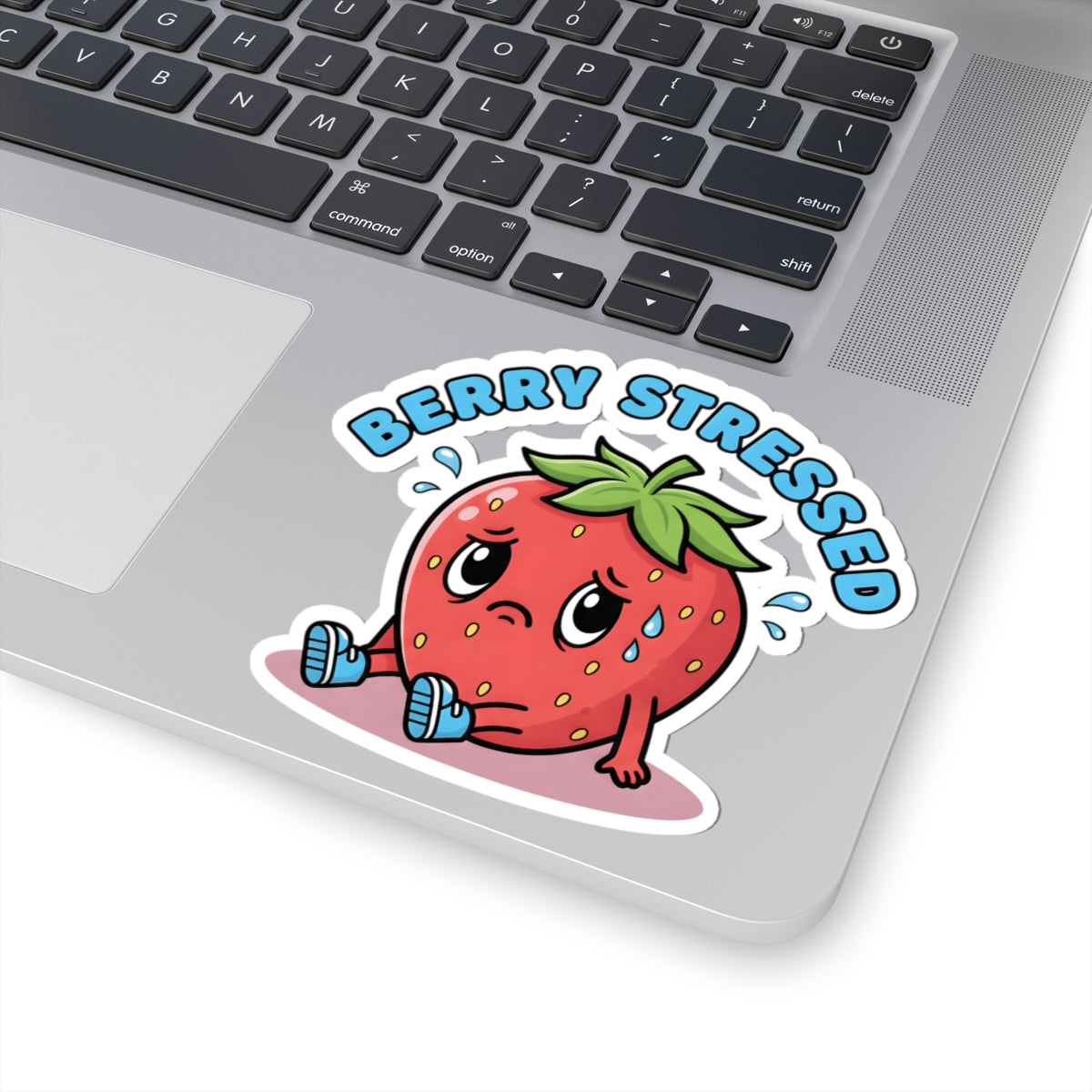 Berry Stressed Strawberry Sticker - Funny Pun Cute Cartoon Anxiety Vinyl Decal 3, 4" 6" Inch