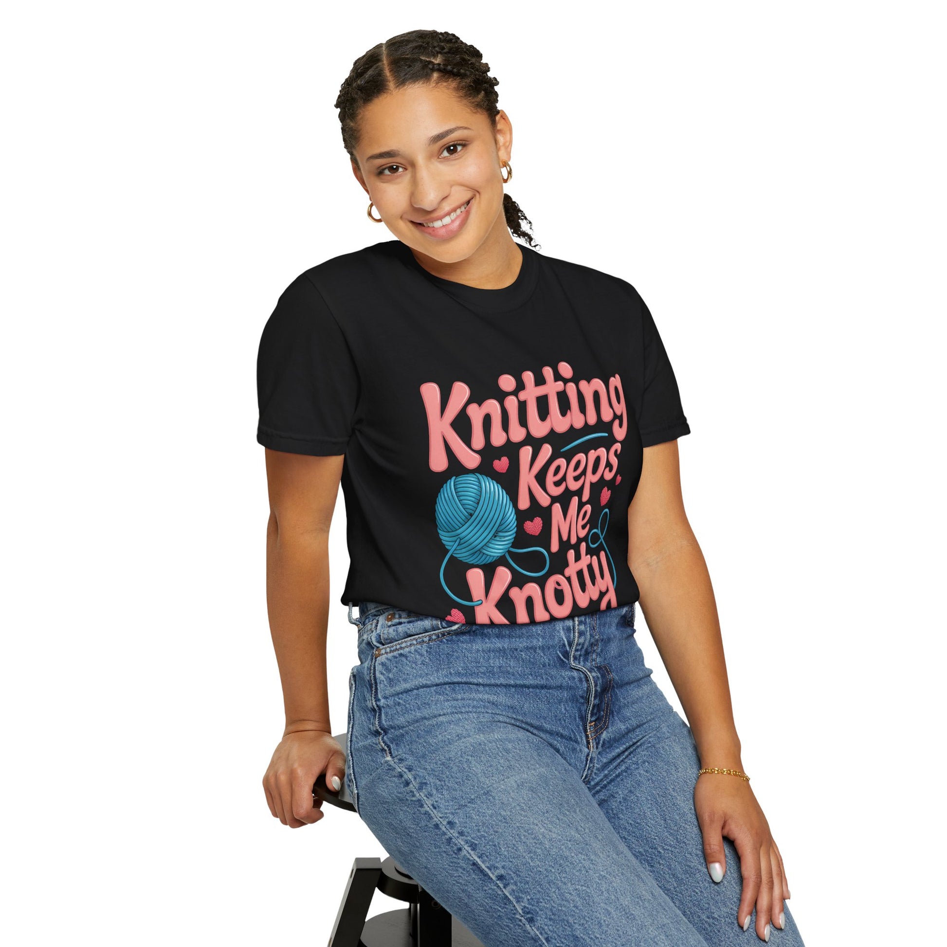 Knitting Keeps Me Knotty Tee - Funny Fiber Arts T-Shirt For Knitter