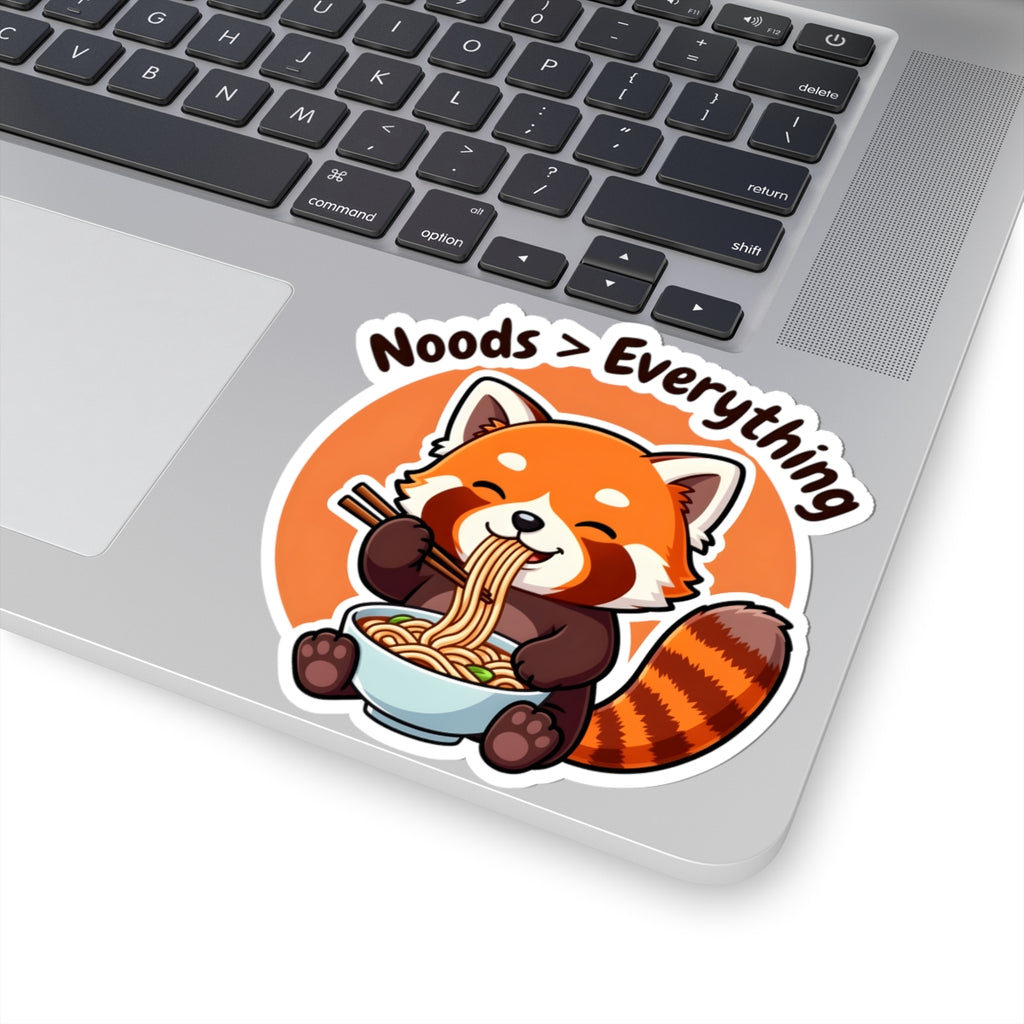Cute Noods Greater Than Everything Red Panda Sticker - Kawaii Noodle Pho Lover Vinyl Decal 3" 4" 6" Inch