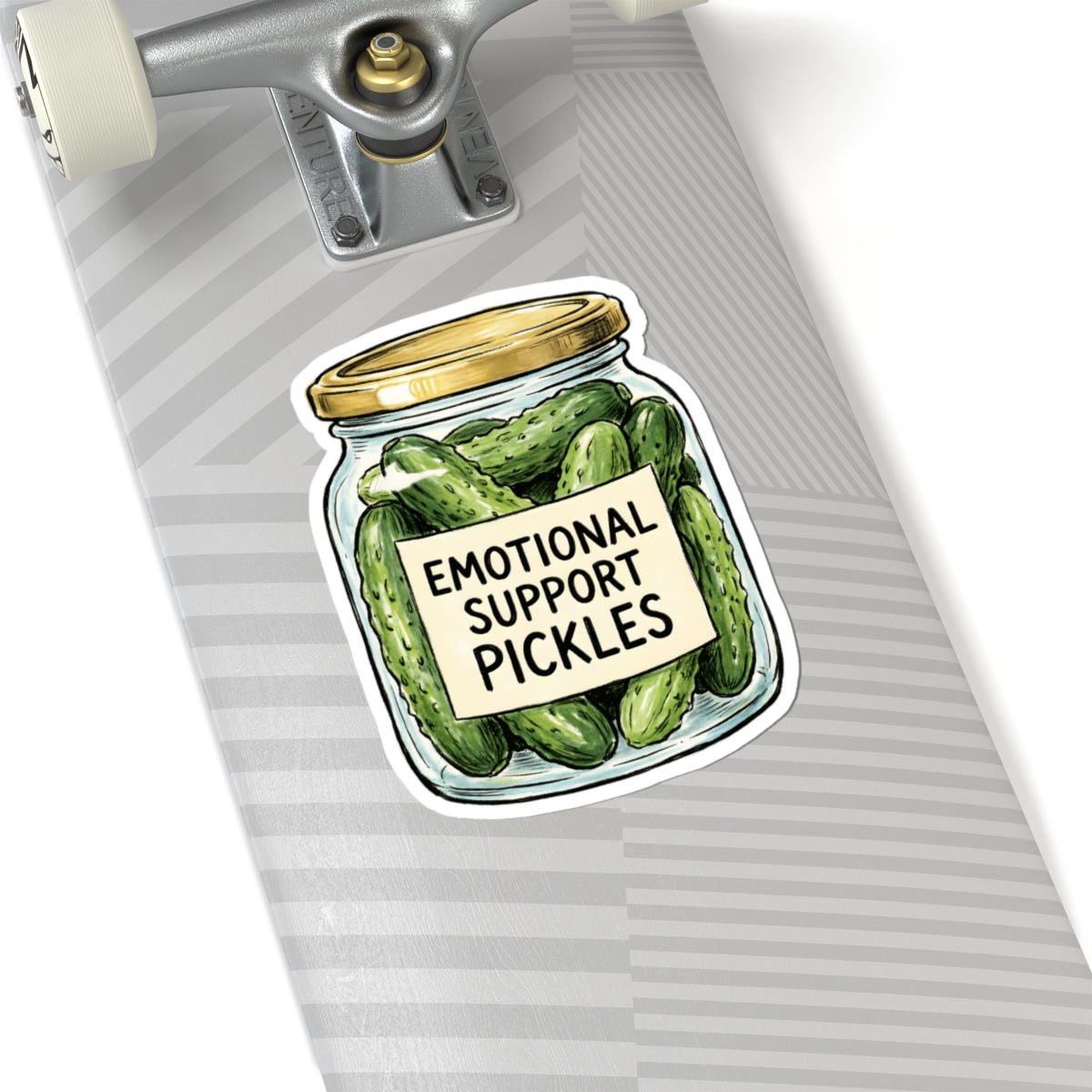 Emotional Support Pickles Sticker - Funny Pickle Jar Cucumber Food Pun Vinyl Decal 3" 4" 6" Inch