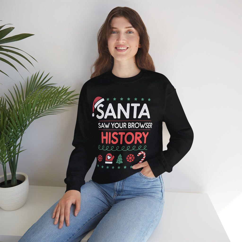 Funny Santa Christmas Sweatshirt Pullover | Santa Saw Your Browser History