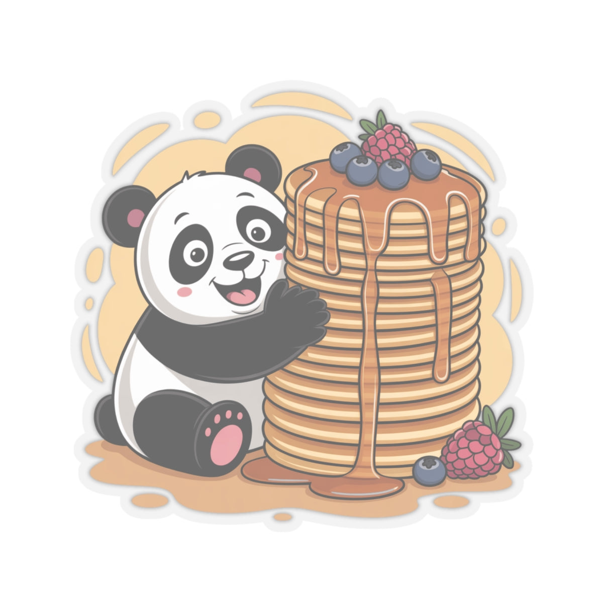 Funny Panda Pancakes Sticker - Kawaii Breakfast Animal Cute Bear Vinyl Decal