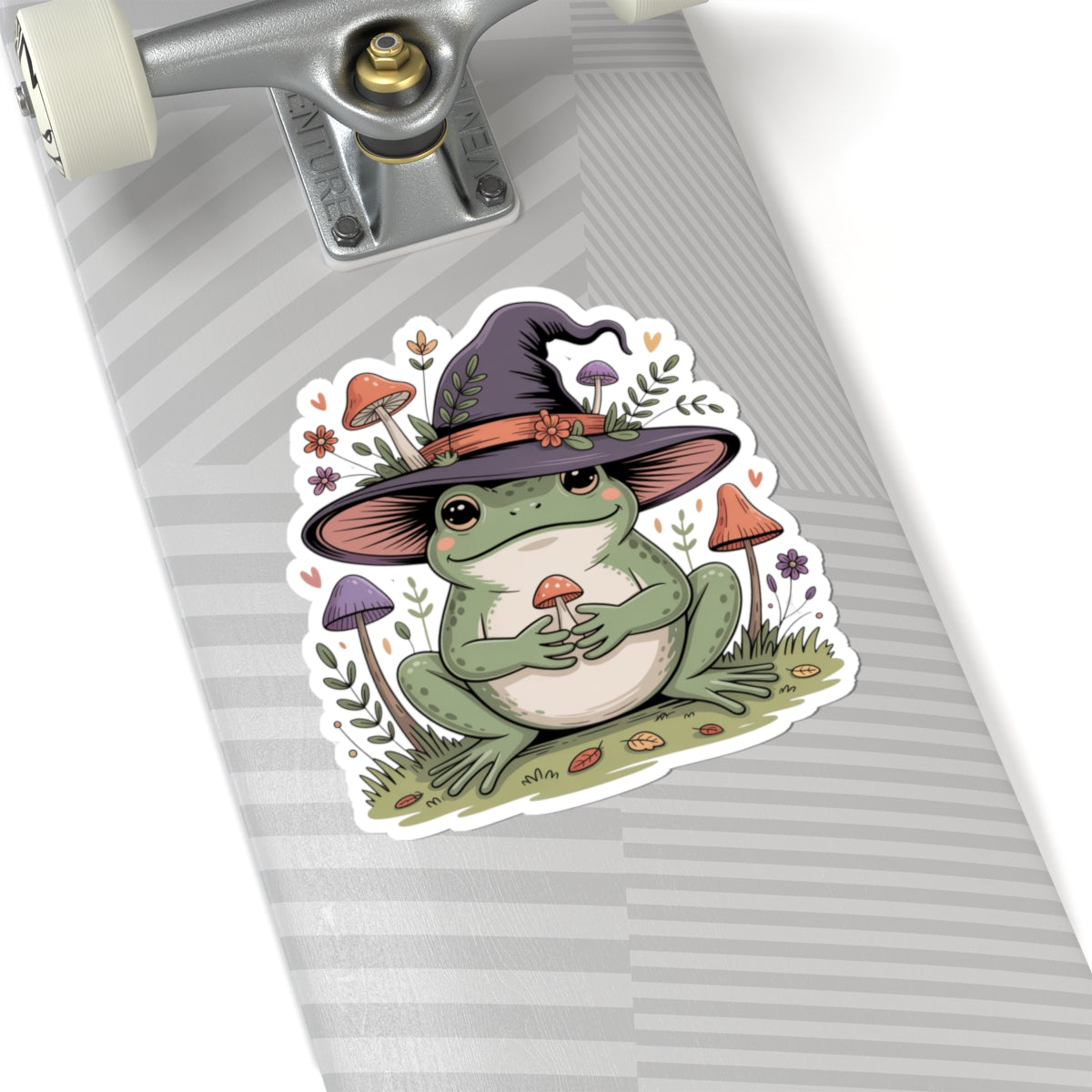 Cottagecore Frog & Mushrooms Sticker - Wildflower Fall Aesthetic Vinyl Decal