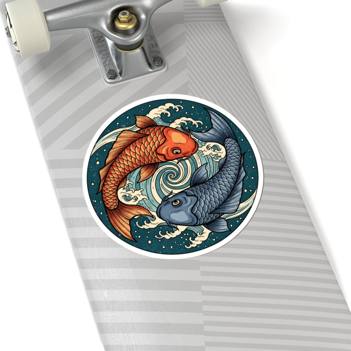 Japanese Koi Fish Yin Yang Sticker - Zen Spiritual Art Round Vinyl Decal 3" 4" 6" Inch