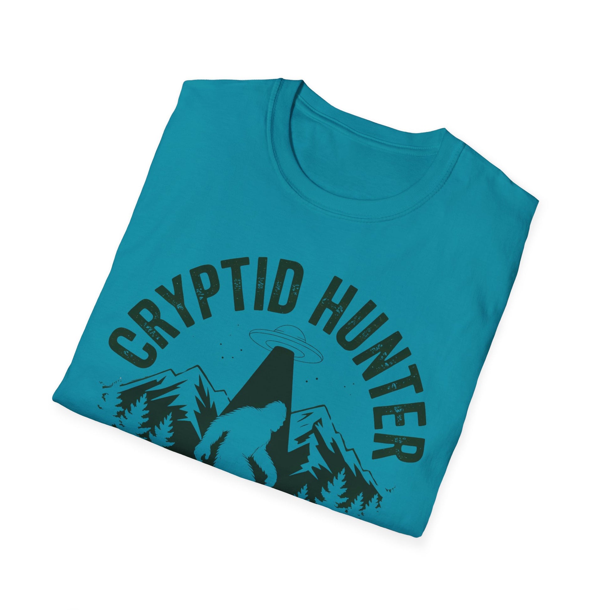Cryptid Hunter Squad Bigfoot UFO T-Shirt, Sasquatch Alien Abduction Graphic Tee