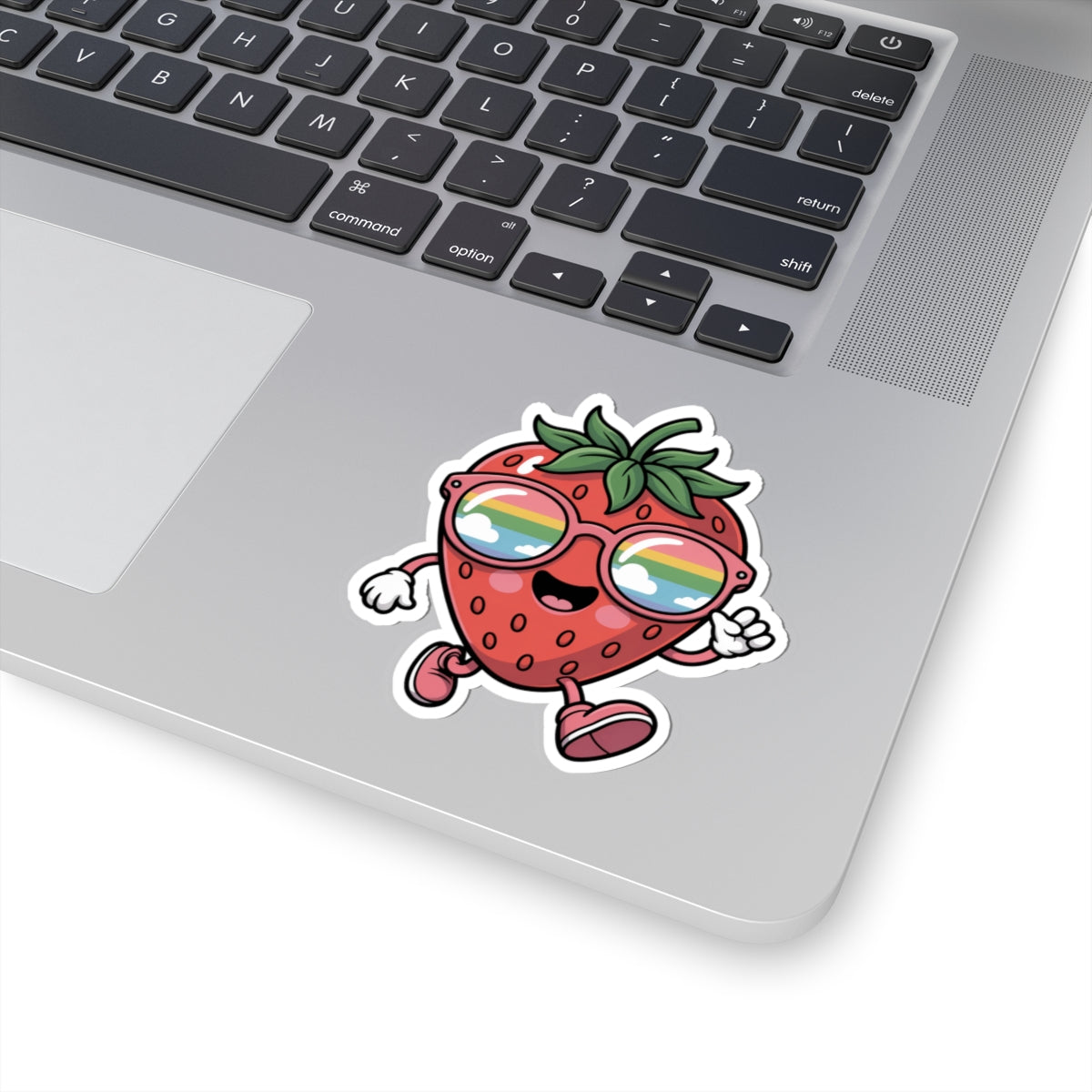 Kawaii Strawberry Sunglasses Sticker - Cute Y2K Fruit Character Vinyl Decal