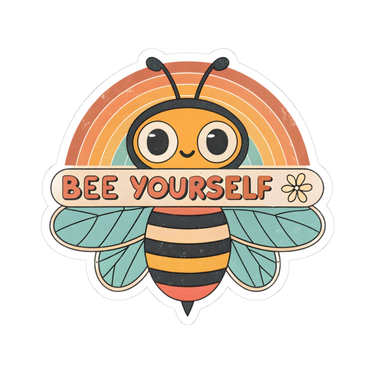 Cute Bee Yourself Rainbow Sticker | Positive Inspirational Quote Vinyl Decal