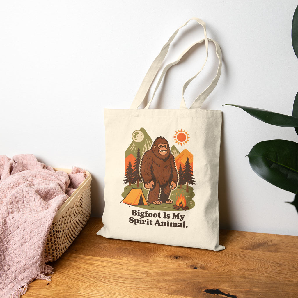 Bigfoot Adventure Canvas Tote Bag - Reusable Canvas Shoulder Bag for Nature Lovers