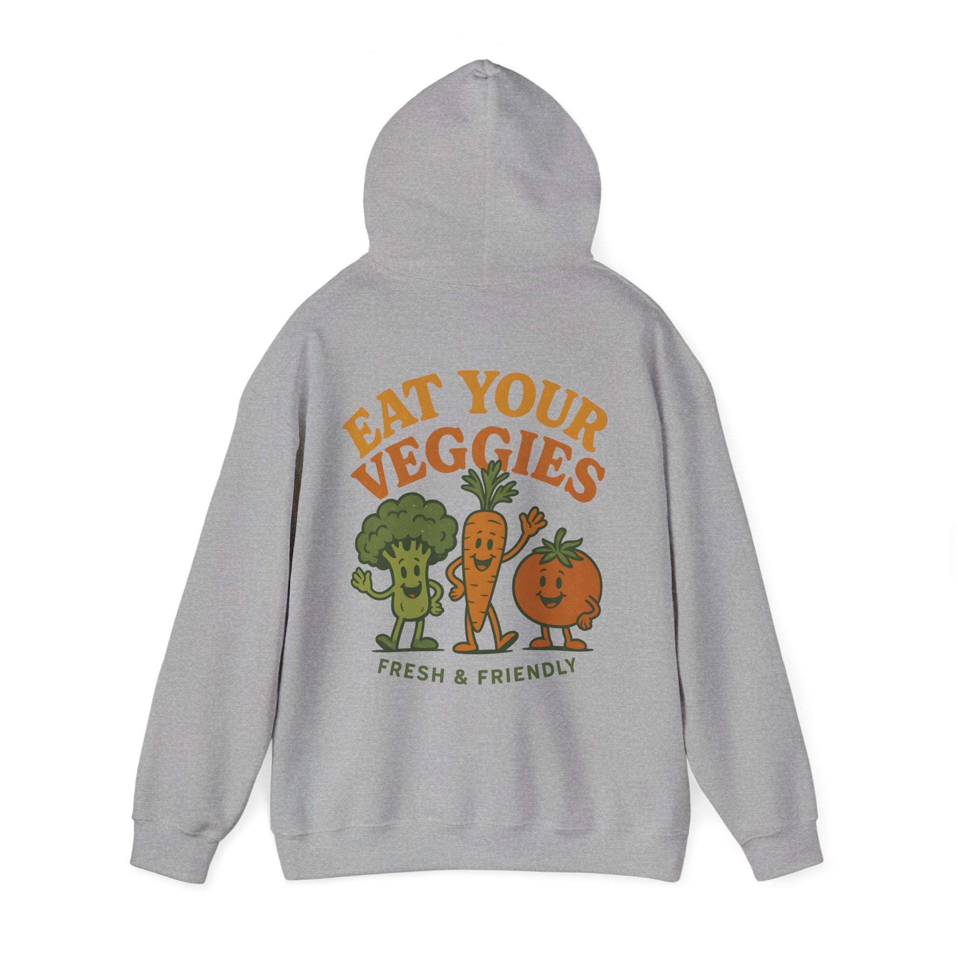Retro Eat Your Veggies Hoodie - Vegan Vegetarian Gildan 18500 Unisex Pullover