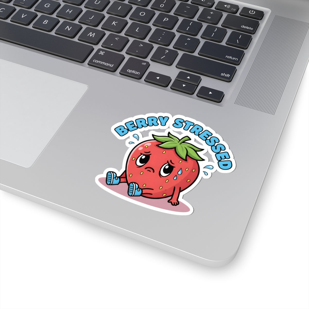 Berry Stressed Strawberry Sticker - Funny Pun Cute Cartoon Anxiety Vinyl Decal 3, 4" 6" Inch