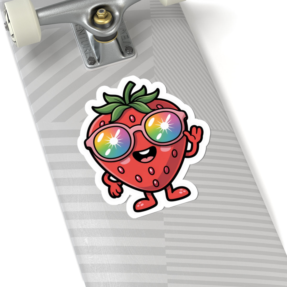 Kawaii Strawberry Rainbow Sunglasses Sticker - Cute Aesthetic Fruit Vinyl Decal