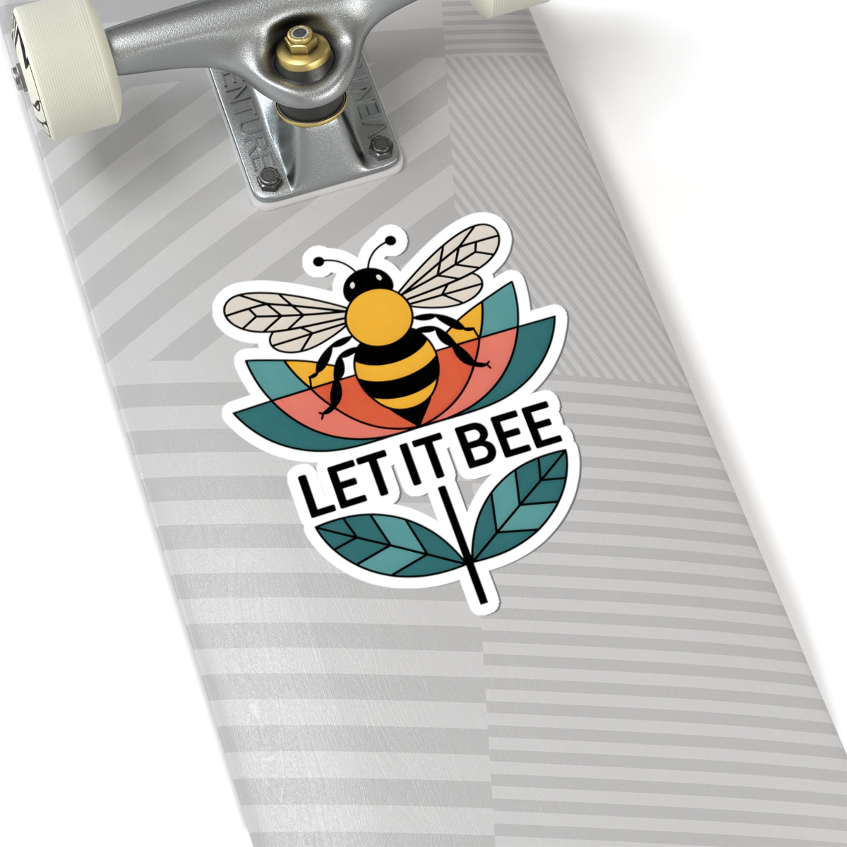 Let It Bee Geometric Bumblebee Sticker -  Retro Floral Honeybee Vinyl Decal 3" 4" 6" Inch