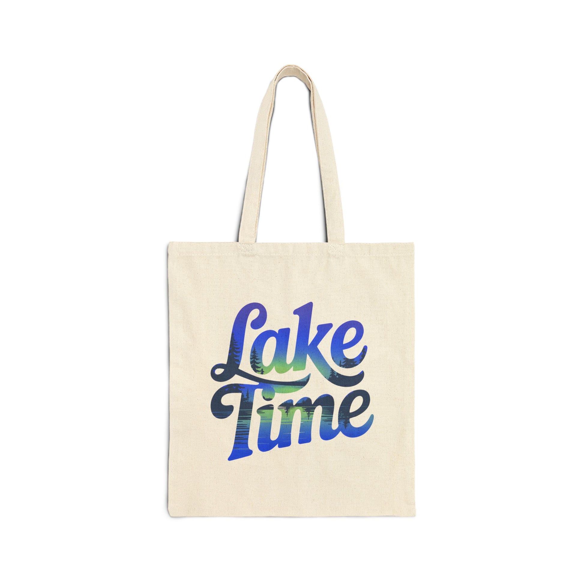 Lake Time Tote Bag - Reusable Summer Vibes Canvas Shoulder Tote