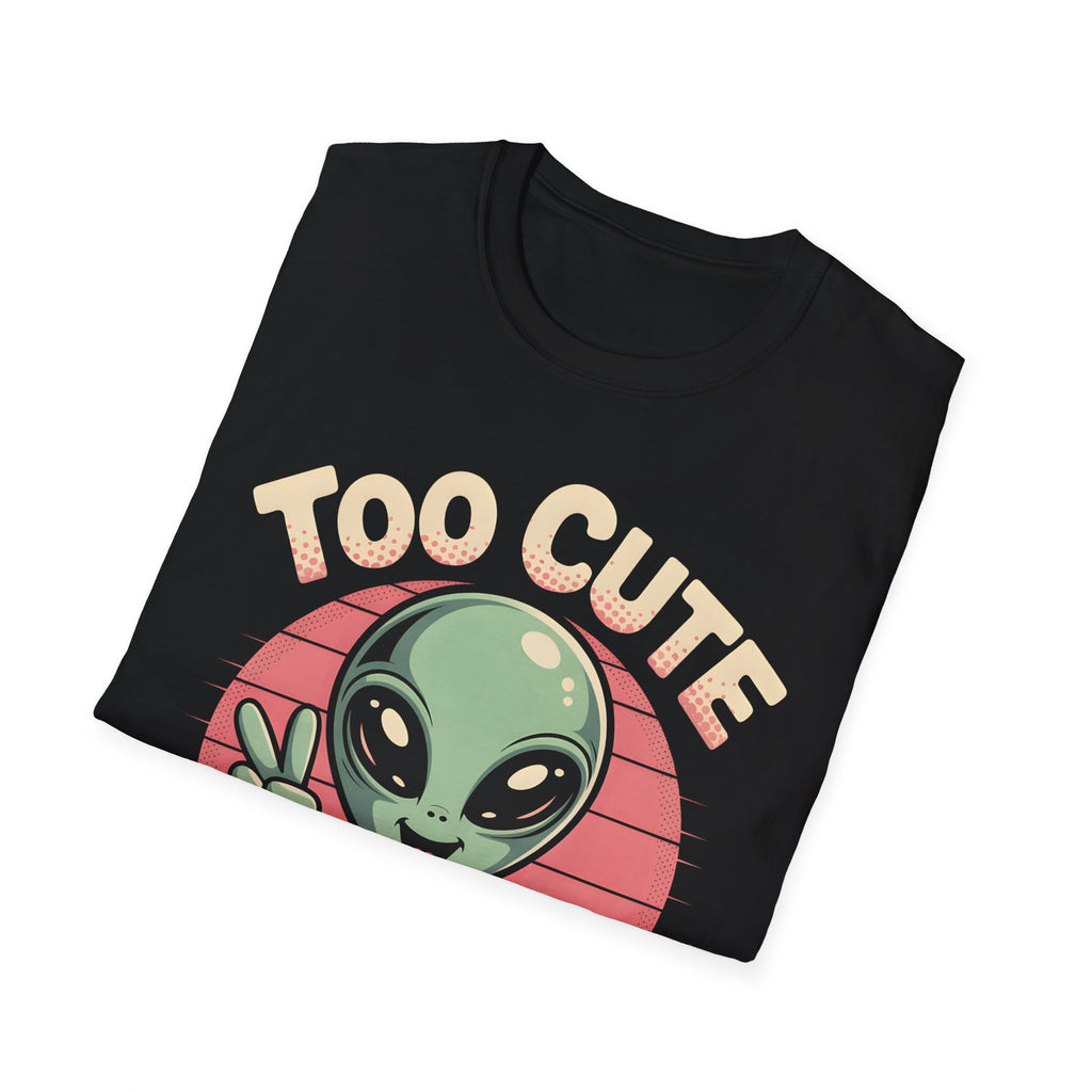 Too Cute For This Planet T-Shirt | Funny Retro Alien Graphic Tee Sci-Fi Space