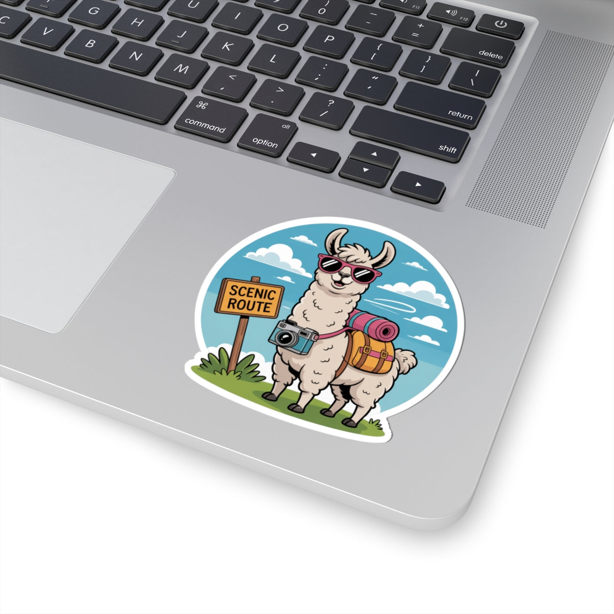 Traveling Llama with Camera Sticker - Scenic Route Hiker Vinyl Decal 3" 4, 6' Inch