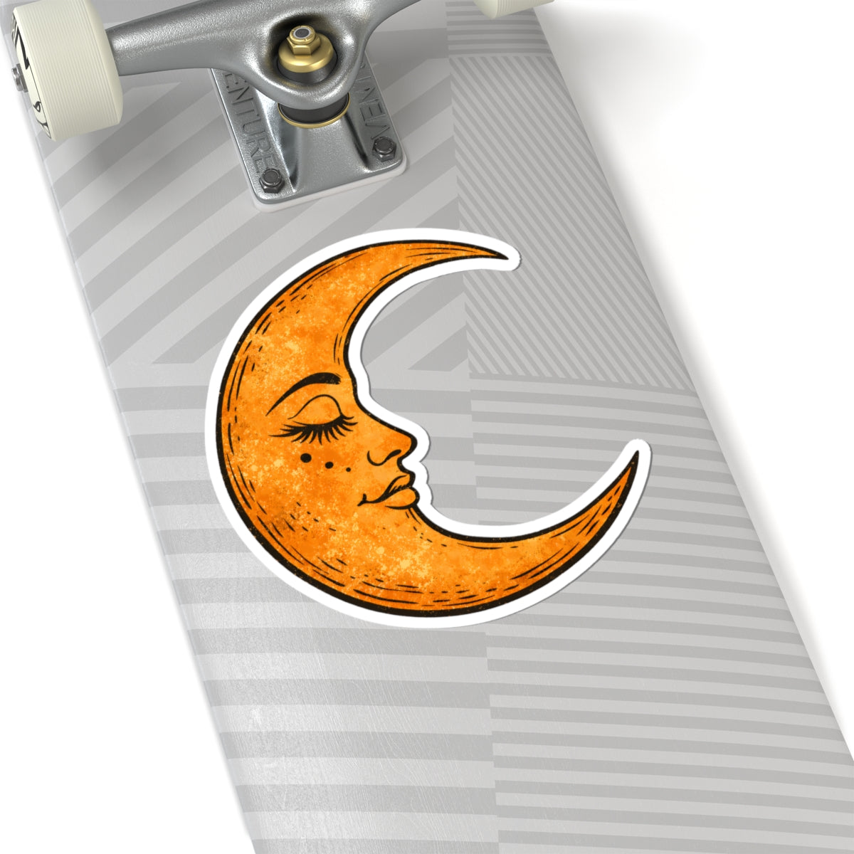 Vintage Celestial Crescent Moon Face Sticker - Boho Lunar Goddess Art Vinyl Decal 3" 4" 6" Inch
