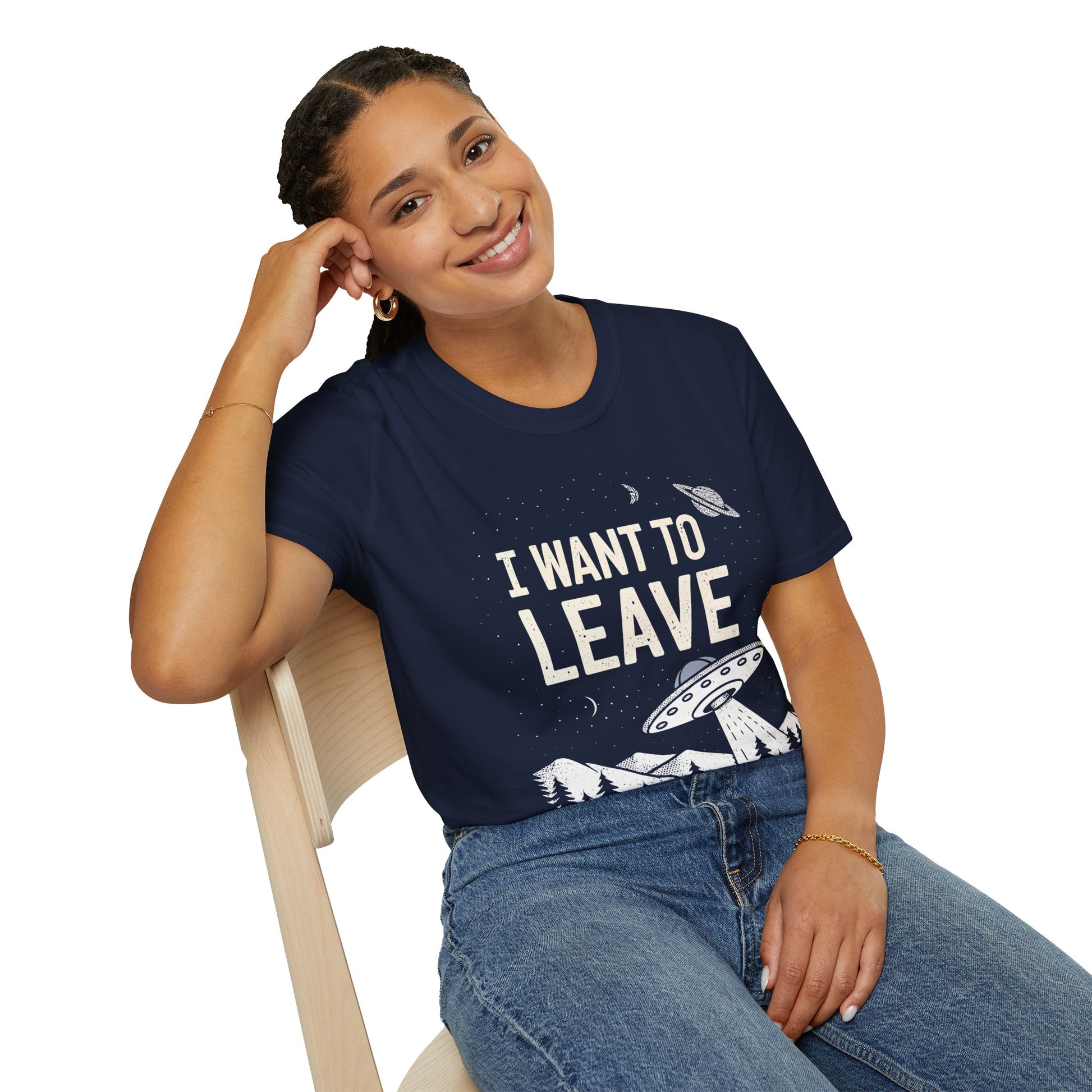 I Want To Leave UFO Alien T-Shirt | Extraterrestrial Retro Graphic Tee
