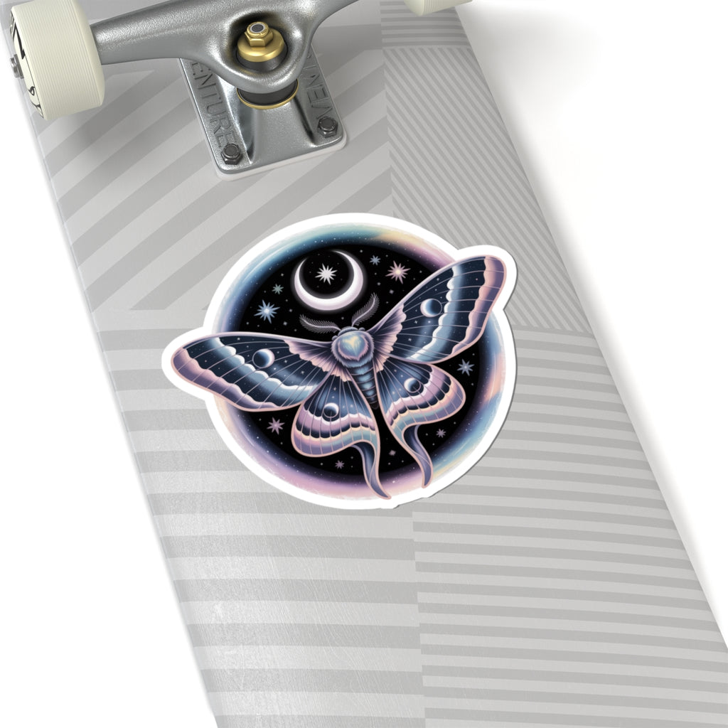 Celestial Boho Moth Sticker - Mystical Moon & Stars Witchy Aesthetic Vinyl Decal 3" 4" 6" Inch