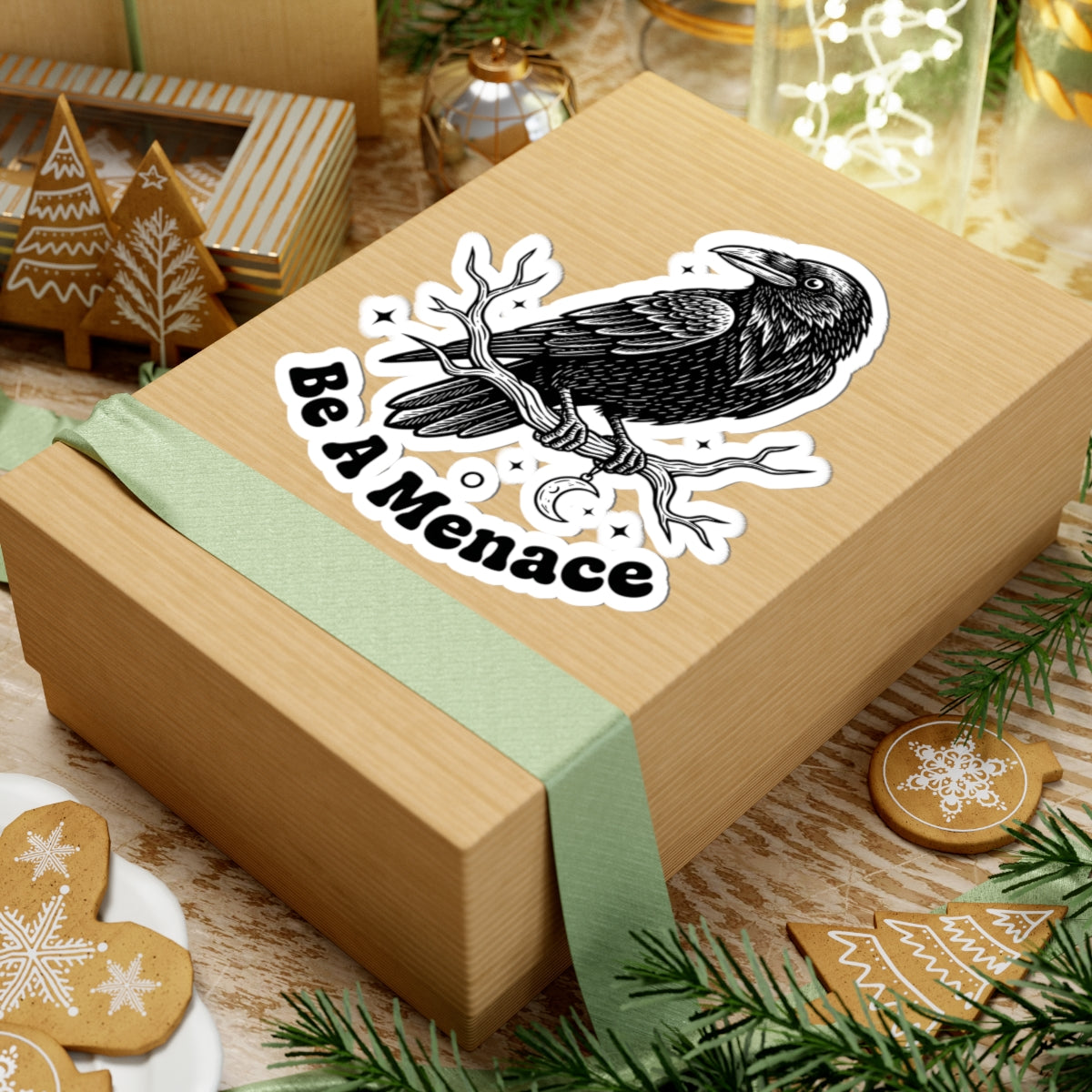 Be A Menace Crow Sticker - Gothic Raven Witchy Celestial Art Vinyl Decal 3" 4" 6" Inch