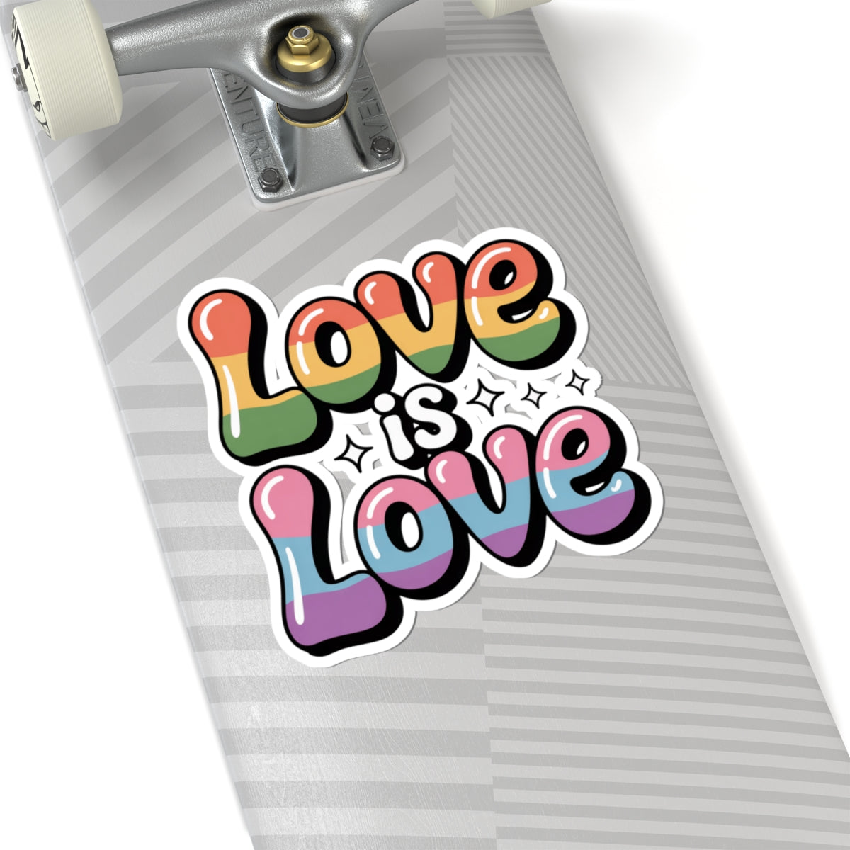 Love Is Love LGBTQ+ Rainbow Pride Sticker – Retro Bubbly Font, Gay Lesbian Ally Equality
