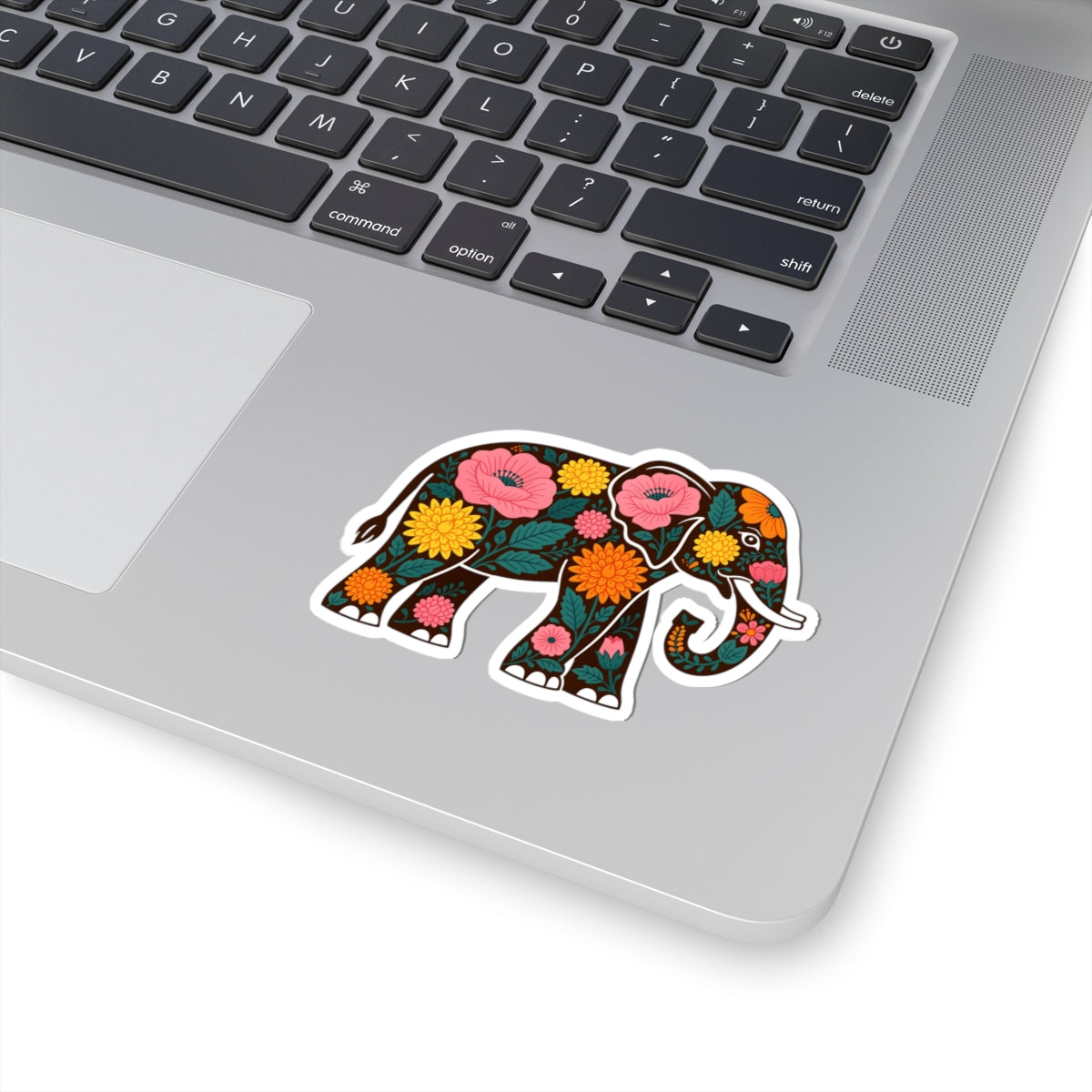 Boho Floral Elephant Sticker - Folk Art Flower Animal Vinyl Decal 3" 4" 6" Inch