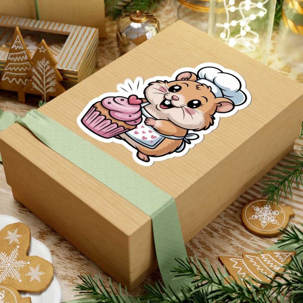 Kawaii Hamster Baking Sticker - Cute Cupcake Animal Chef Dessert Vinyl Decal
