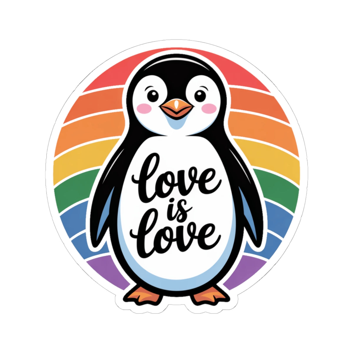 LGBTQ+ Pride Penguin Rainbow Love Is Love Sticker – Cute Colorful Penguin