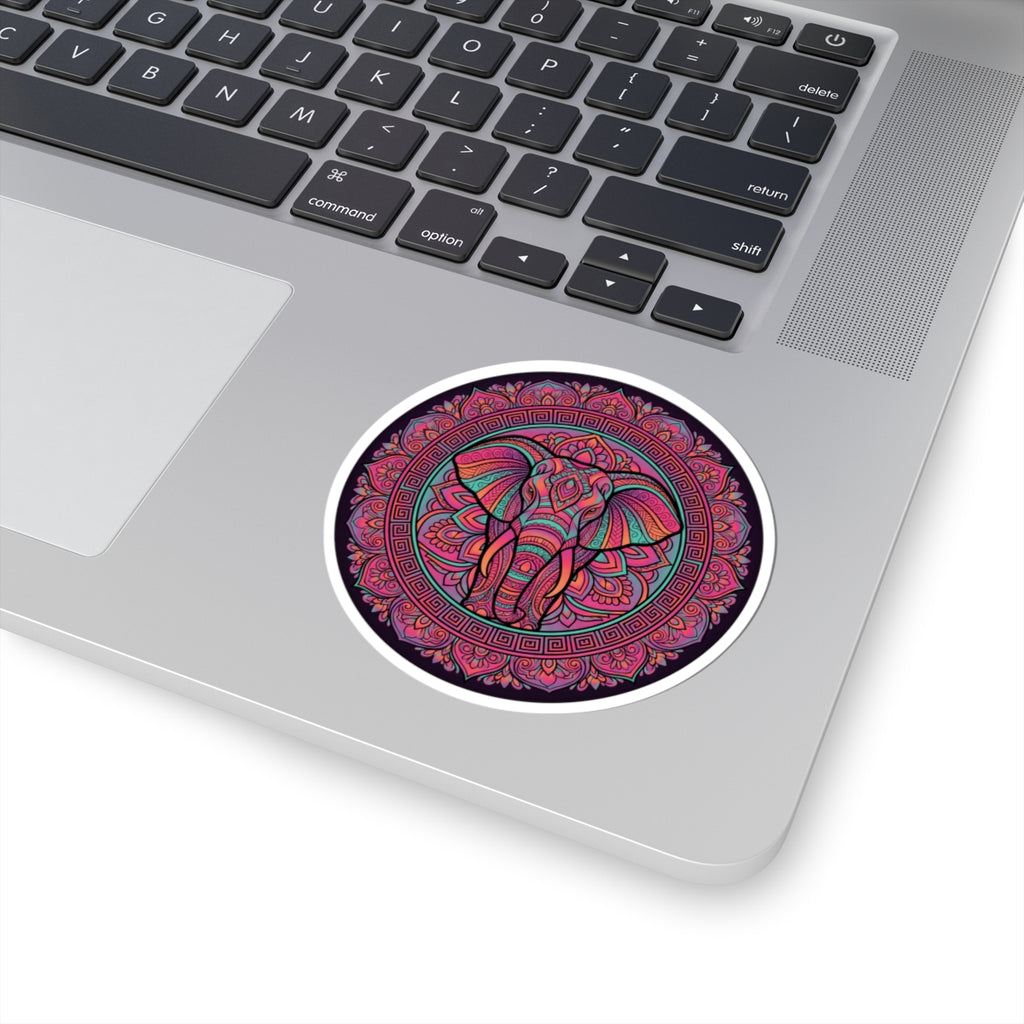 Large Pink Purple Elephant Mandala Sticker - Boho Floral Tribal Yoga Art Vinyl Decal 3" 4" 6" Inch