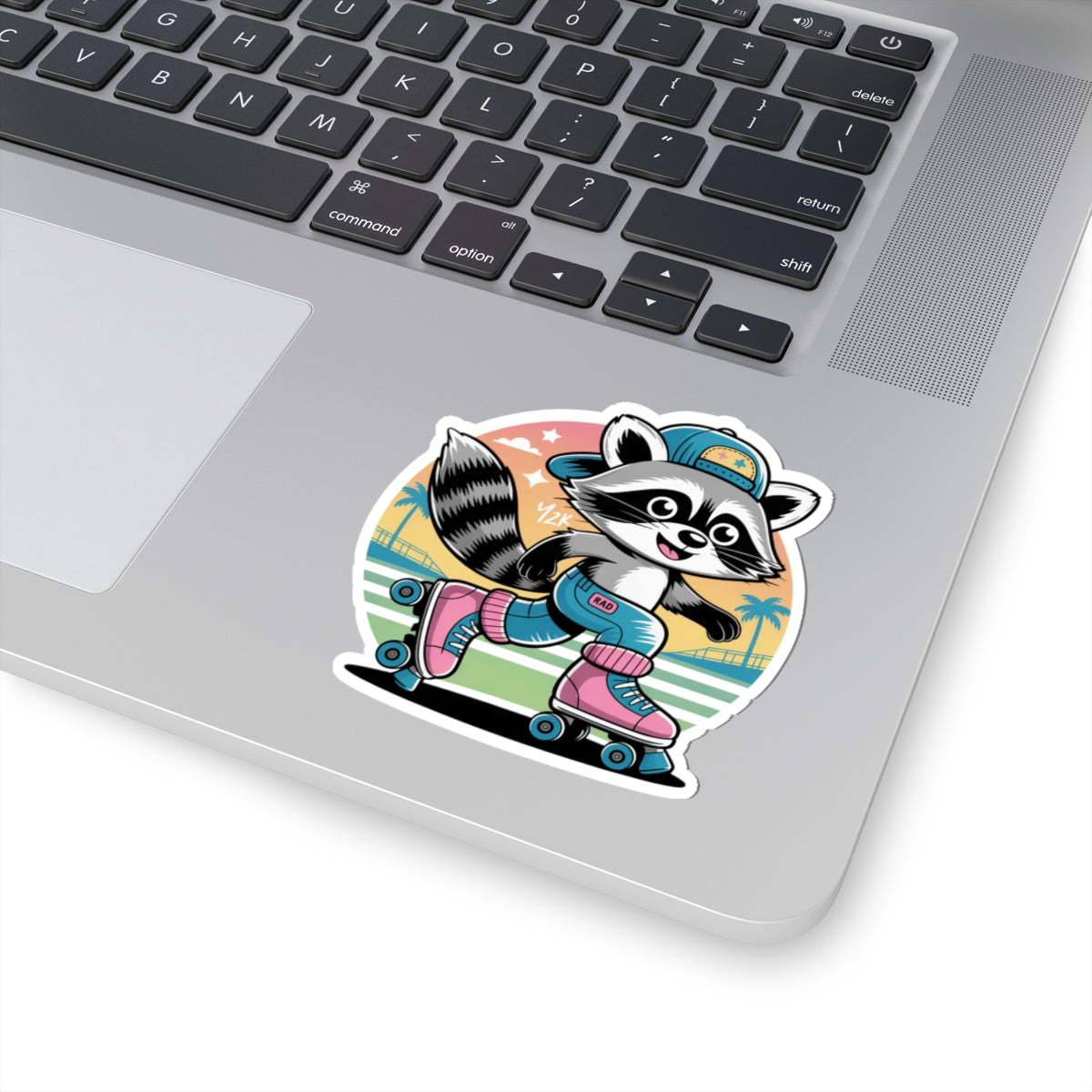 Cute Roller Skating Raccoon Sticker - Retro 80s Aesthetic Animal Vinyl Decal