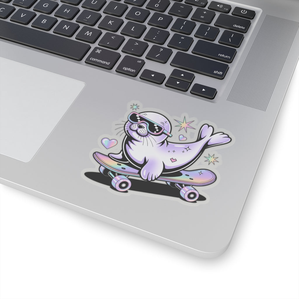 Y2K Baby Seal Skateboarding Sticker – Cute 2000s Aesthetic Retro Skater Decal