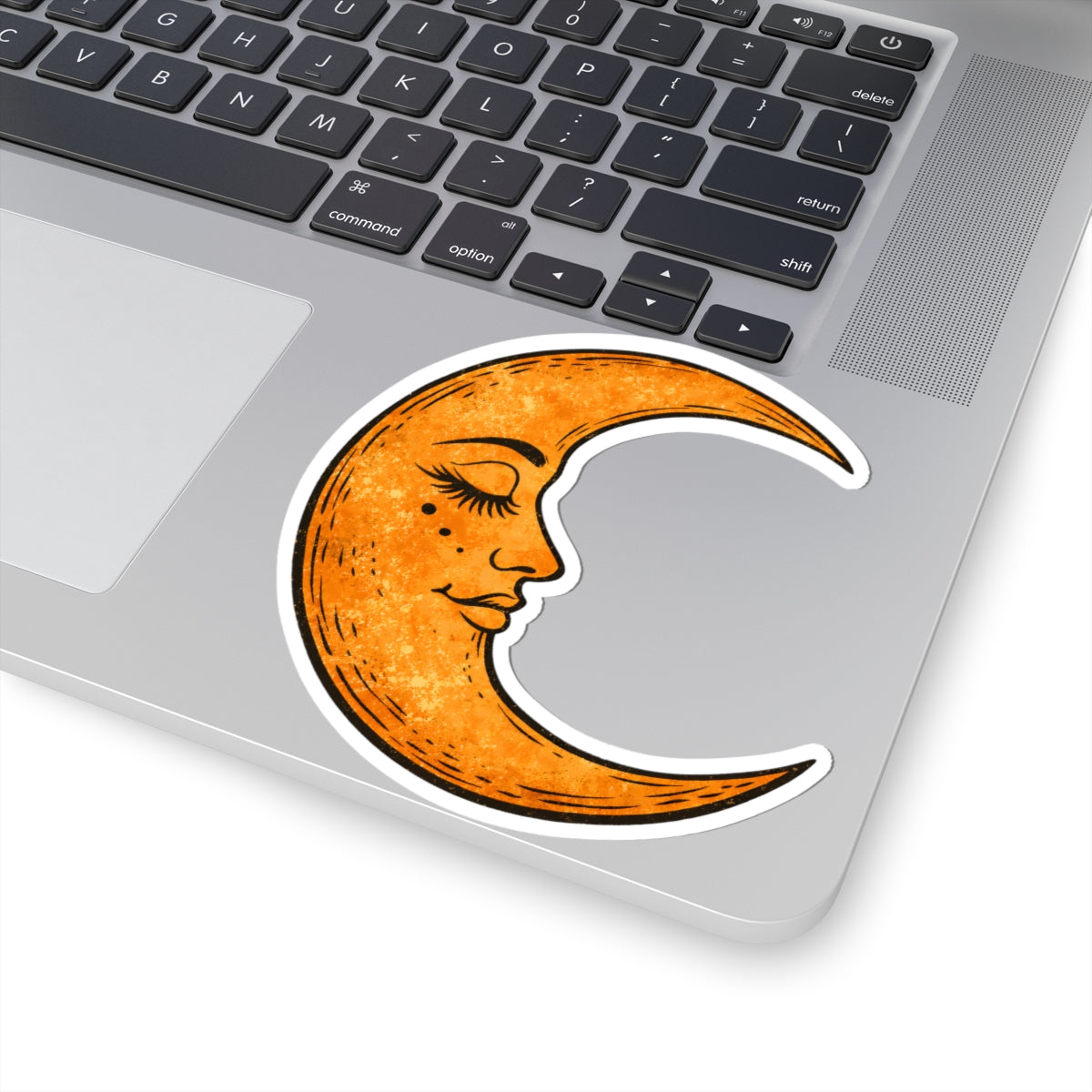 Vintage Celestial Crescent Moon Face Sticker - Boho Lunar Goddess Art Vinyl Decal 3" 4" 6" Inch