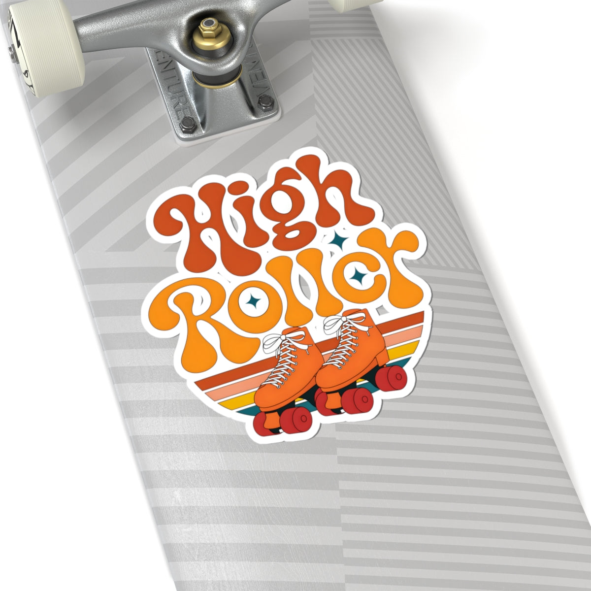 Retro High Roller Skate Sticker - Pink Heart Roller Derby 80s 90s Vinyl Decal 3" 4" 6" Inch