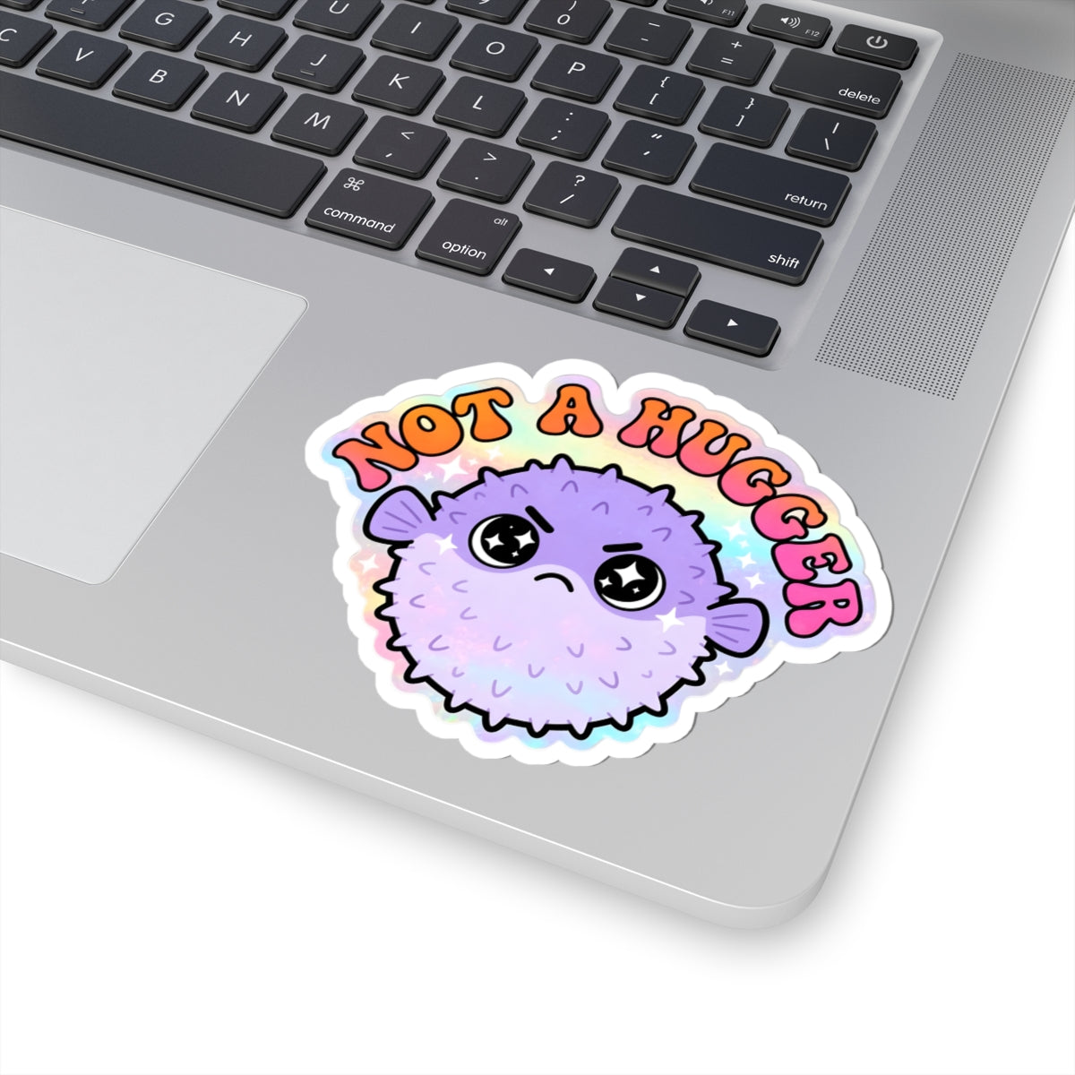 Not A Hugger Pufferfish Sticker – Cute Pastel Kawaii Puffer Fish Vinyl Decal 3" 4" 6" Inch